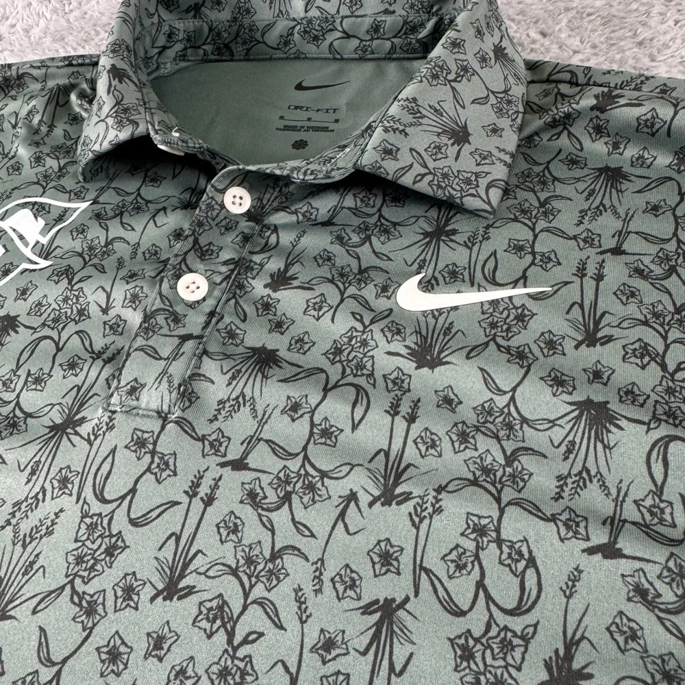 Nike Dri-FIT Stetson University Hatters Floral Golf Polo Shirt Mens Medium Green